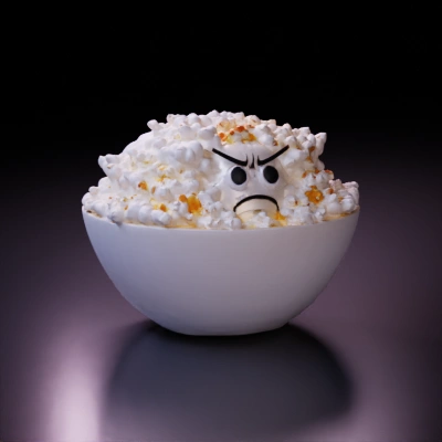 angry popcorn bowl character.
