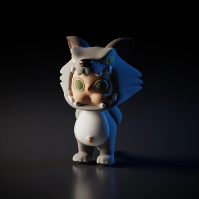 Chibi-style character wearing a wolf costume.