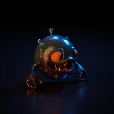Monstrous alien orb with claws and big eyes.