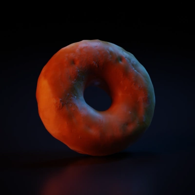 Sugary glazed donut with icing.