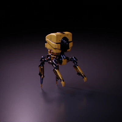 Futuristic quadrupedal military robot, mechanical design.