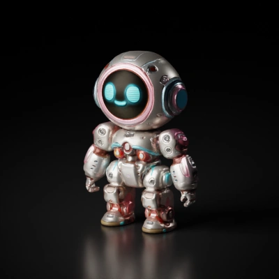 Cute cartoon robot with a smiling face.