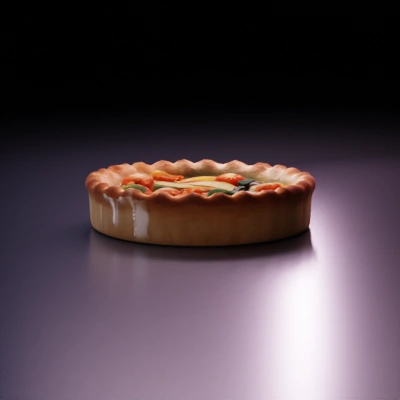Vegetable quiche with assorted toppings.