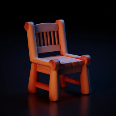 Stylized toy chair, minimalist design.