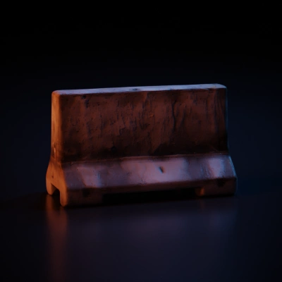 Concrete barrier, industrial design, rugged texture.