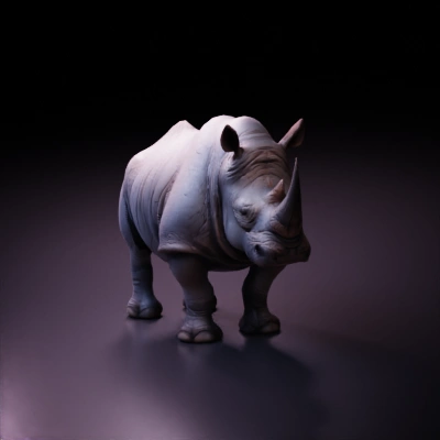 Rhino standing, detailed texture.