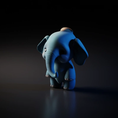 Cute baby elephant character, animated.