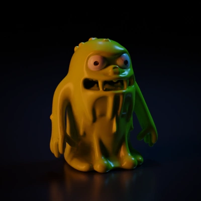 Gooey monster with bulging eyes, mouth agape.