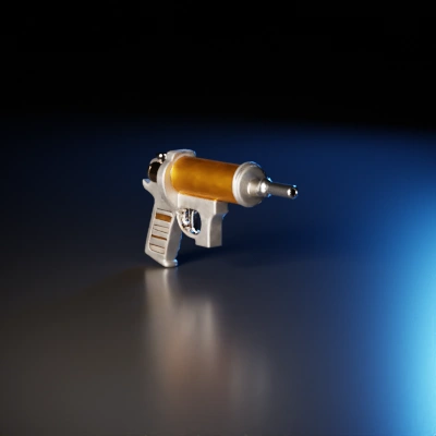 Sci-fi futuristic pistol, compact design, laser weapon.