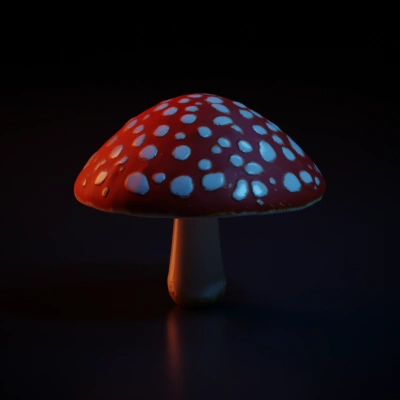 Mushroom, umbrella-like shape with spots.