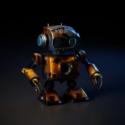 Vintage style robot with camera eye.