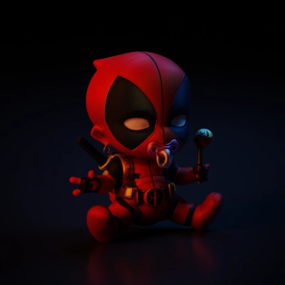 Baby superhero with pacifier.