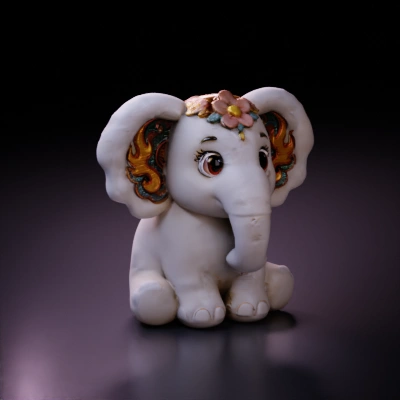 decorated white elephant plush.
