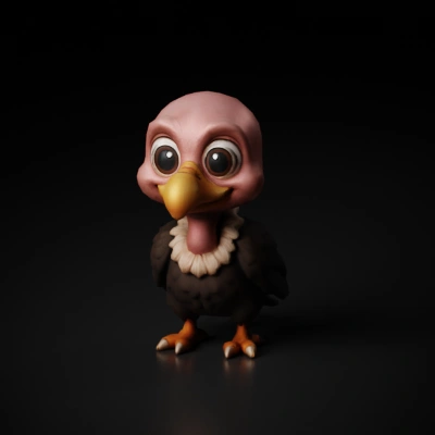 Cute cartoon vulture with big eyes.