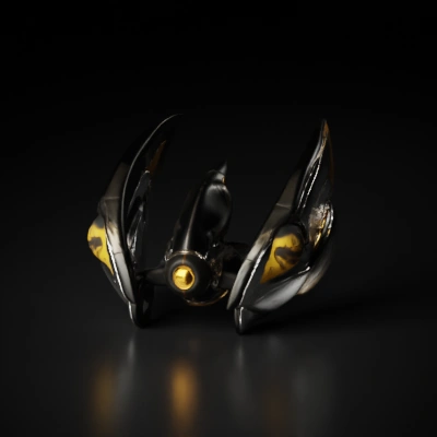 Advanced sci-fi fighter spacecraft, sleek design, high-tech.