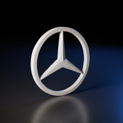 Mercedes-Benz logo, three-pointed star symbol. symmetric geometry. smooth edges. simple geometry.