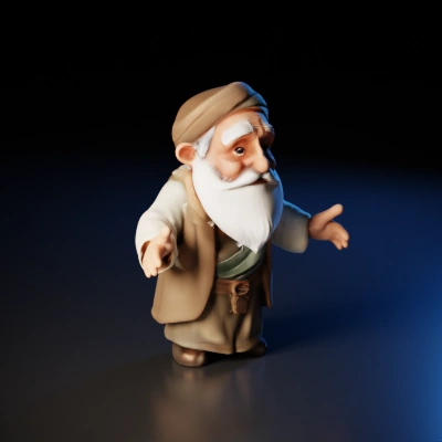 Old cartoon man with beard and turban.
