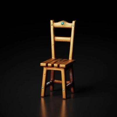 Wooden chair with vertical back slats.