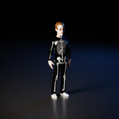 Character in a skeleton costume.