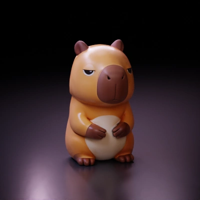 A cute sitting capybara figure.