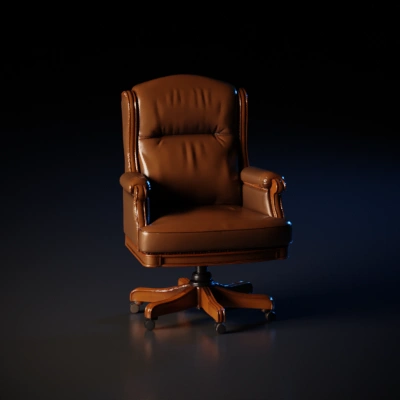 Brown leather office chair.