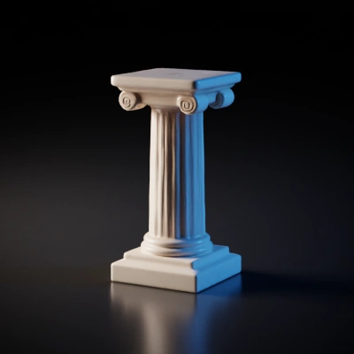Classical stone column, ancient Greek architecture.