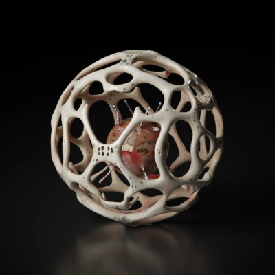 Intricate, spherical object with organic patterns.