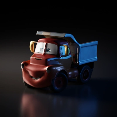 Happy anthropomorphic truck, bright smiling face.
