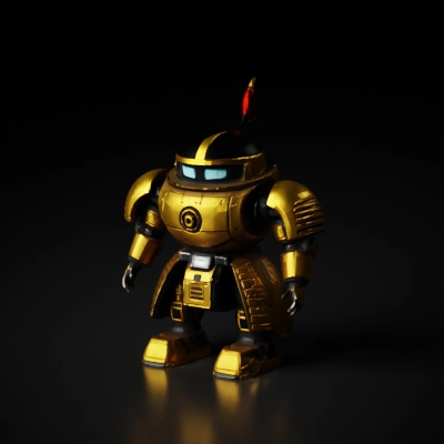 Futuristic golden robot. symmetry