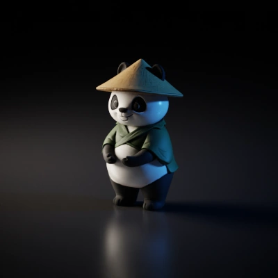 Panda in hat and robe.