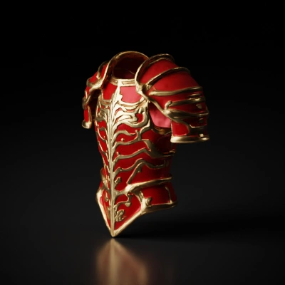 Decorative medieval-style chest armor, ornate engravings.