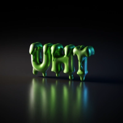 Alphabet letters dripping with slime, stylized design.
