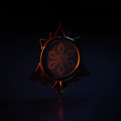 metallic, glass, Ornamental object with a central star pattern.