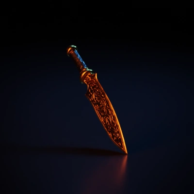 Intricate decorative dagger with elaborate carvings.