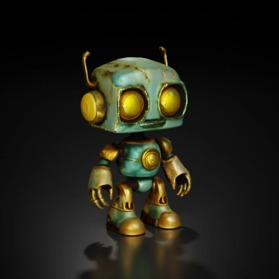 Cute vintage robot with big eyes.