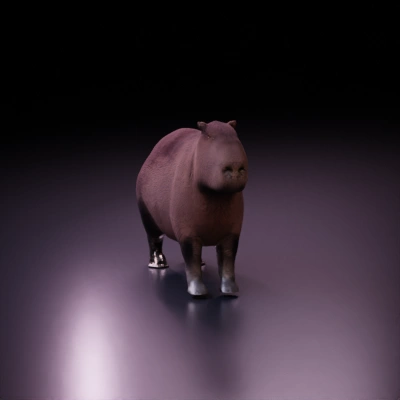 Capybara, largest rodent in the world, grassland habitat.
