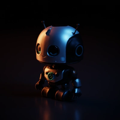 Cute robotic character with antennas.