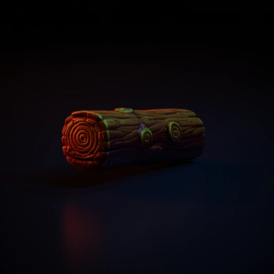 Stylized wooden log, cylindrical, timber texture.
