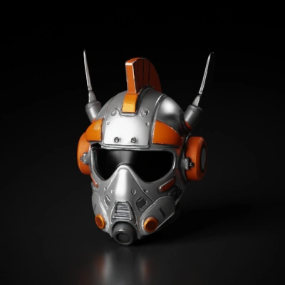 futuristic helmet with antennae.