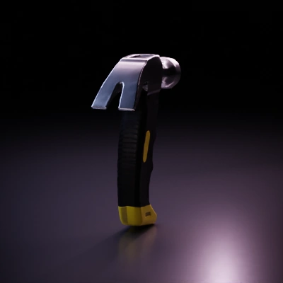 Hammer with ergonomic handle, claw for nails.