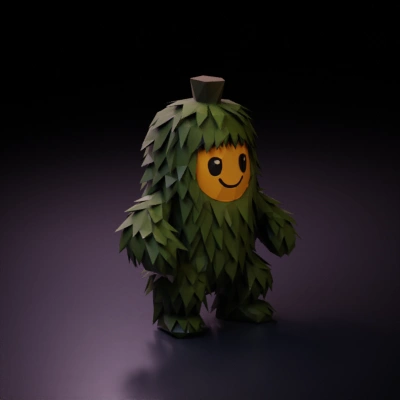 Cute leafy cartoon character.