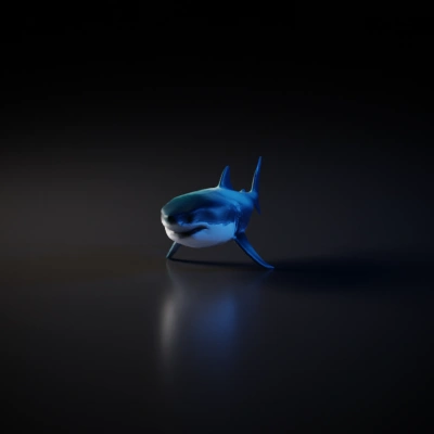 detailed Great white shark swimming underwater.