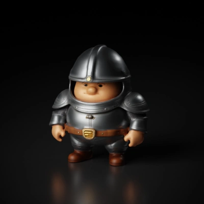 Knight in armor, cartoonish design, lovable character.