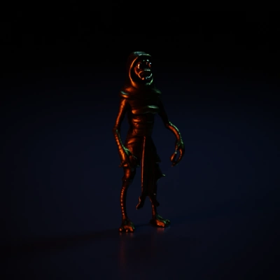 Mummy character, undead, wrapped in bandages, menacing.