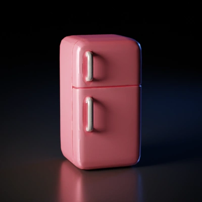 Retro pink refrigerator.