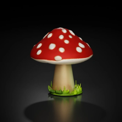 Giant mushroom with round top and small spots.