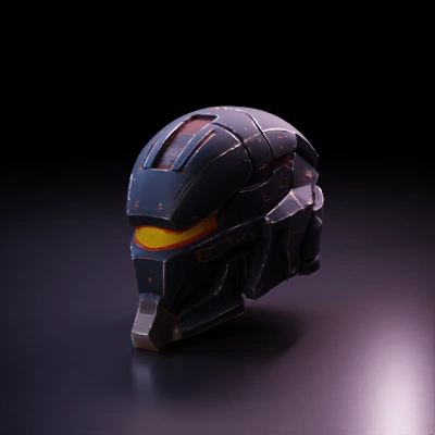 futuristic armored helmet.