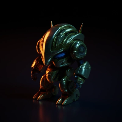 Battle-ready robot suit, detailed mechanical parts.