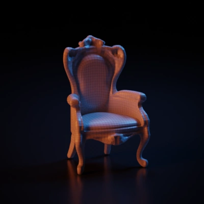 Ornate chair with dragon motif, baroque style.