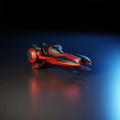 Futuristic racing spaceship with sleek design.